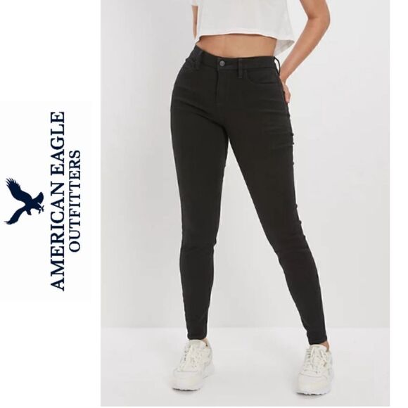 American Eagle 360 NE(X)T Curvy Super Hi-Rise High Waisted Jegging Black Jeans - Picture 3 of 10